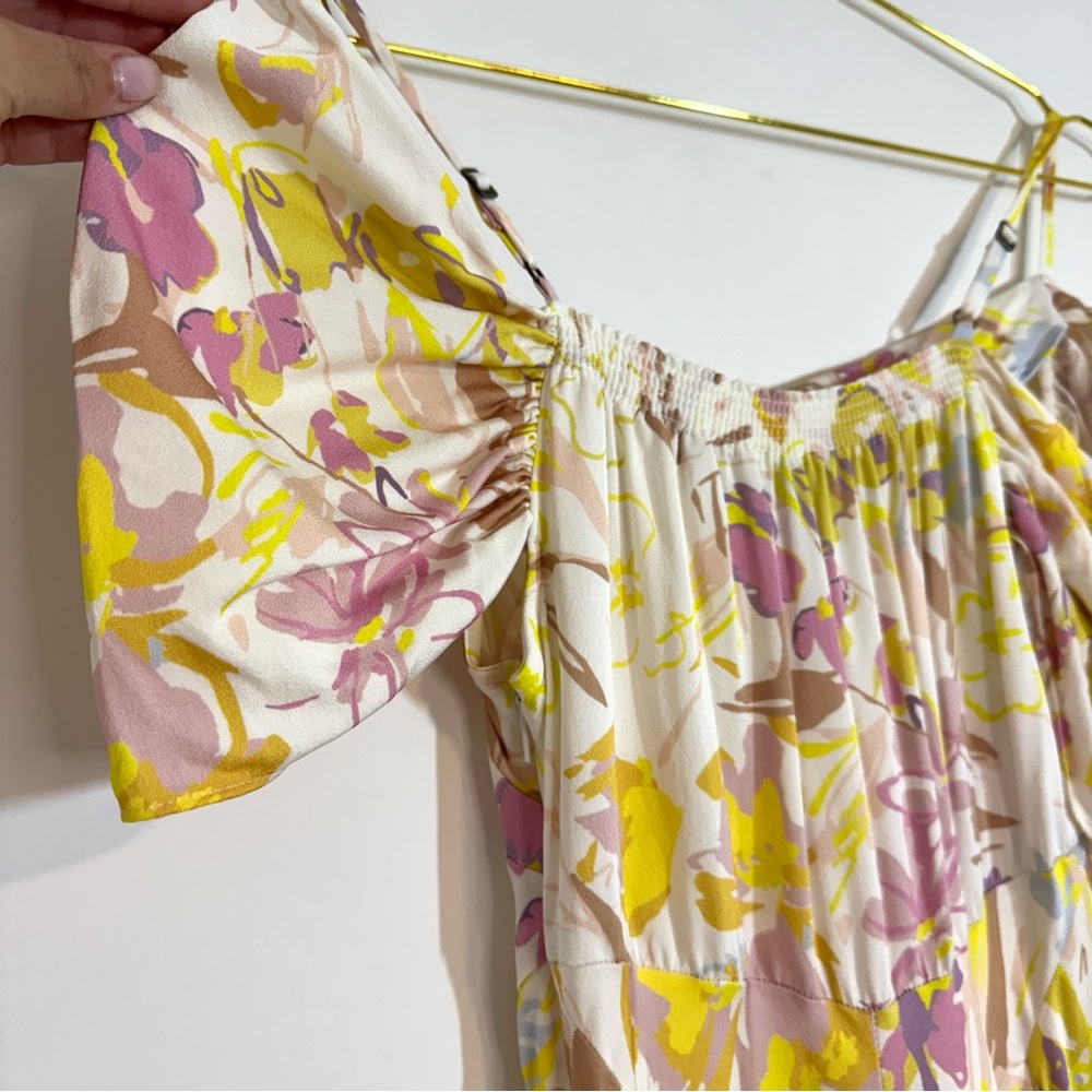 Ted Baker London Camily Floral Satin Cowl Neck Cold Shoulder Mini Dress Ivory 4 - Picture 15 of 16